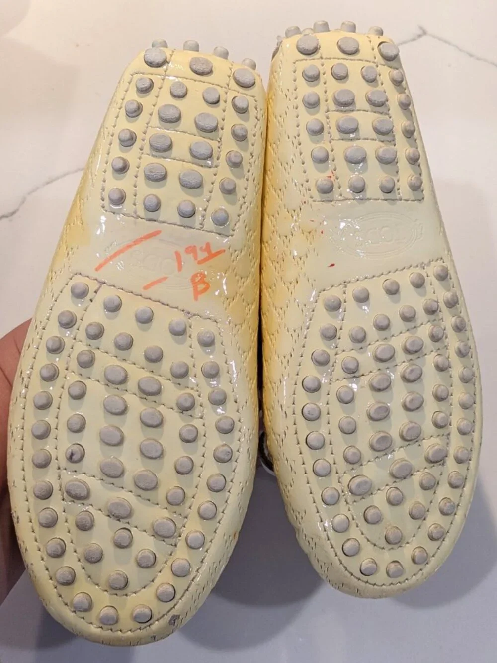 Tod's Loafers pale yellow patent leather Unisex 11.5